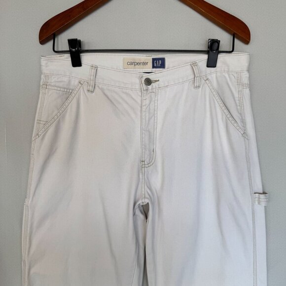 90s Vintage Gap 100% Cotton Bone Carpenter Mid Rise Straight Leg Jeans Size 10 - Picture 3 of 15